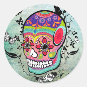 Sticker Rond Tattoo Urban Muerte Day of the Dead.