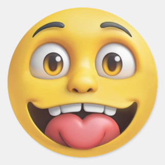 Sticker Rond Taunting 3D Yellow Emoji