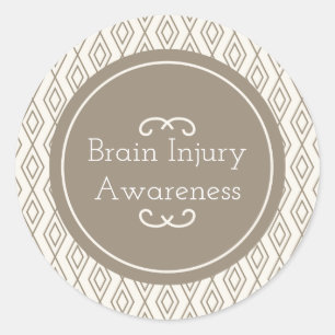 Sticker Rond Taupe Motif Diamond Sensibilisation aux blessures 