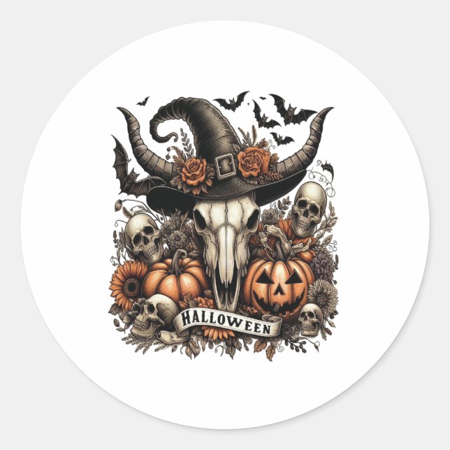 Sticker Rond Taureau Halloween Vache (Devant)