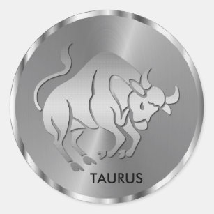 Sticker Rond Taurus d'argent ♉ le taureau - Horoscope Zodiac