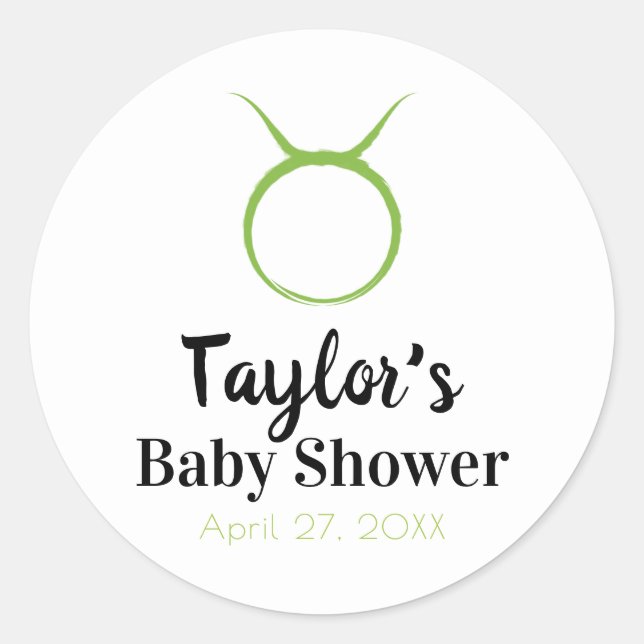 Sticker Rond TAURUS L'Astrologie Verte Bull Baby shower Zodiac (Devant)