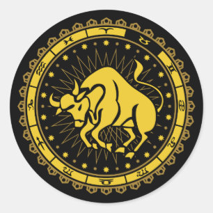 Sticker Rond Taurus - Symbole Zodiaque - Horoscope