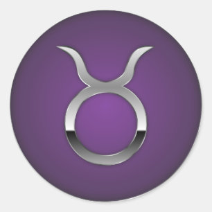 Sticker Rond Taurus - Symbole zodiaque - Violet