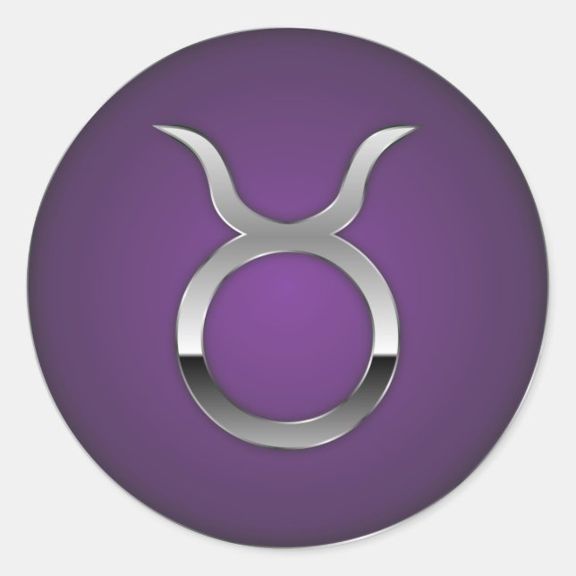 Sticker Rond Taurus - Symbole zodiaque - Violet (Devant)