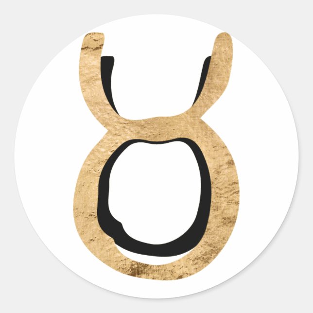 Sticker Rond Taurus taureau martelé or noir symbole zodiaque (Devant)