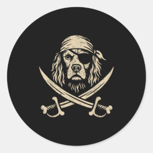 Sticker Rond Taux vintage Anglais Springer espagnol Crossbones