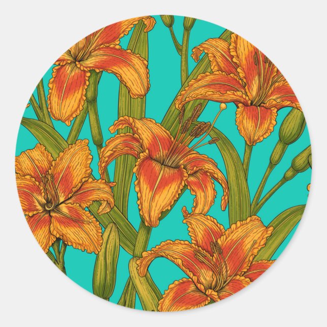 Sticker Rond Tawny fleurs quotidiennes (Devant)