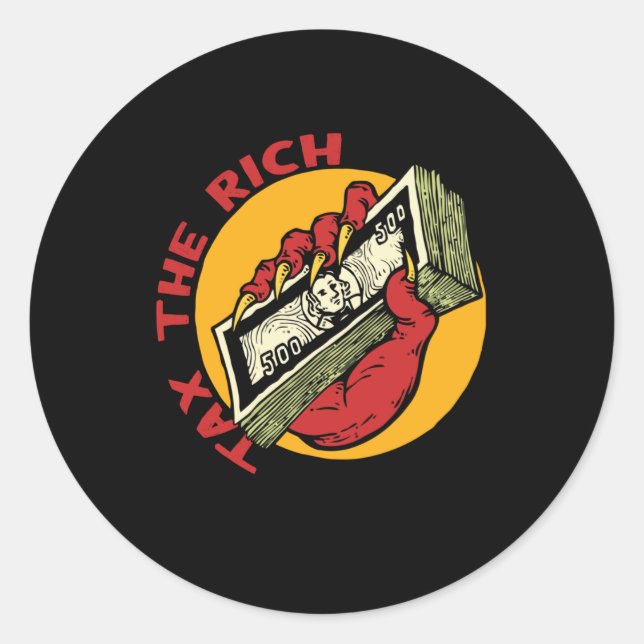 Sticker Rond Taxe La main riche (Devant)