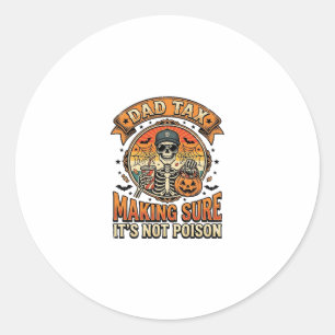 Sticker Rond Taxe Papa Drôle Halloween Squelette Bonbons_1