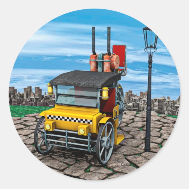 Sticker Rond Taxi à vapeur (Devant)