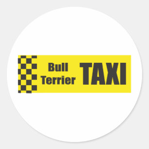 Sticker Rond Taxi Bull Terrier