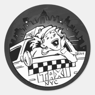 Sticker Rond Taxi fille