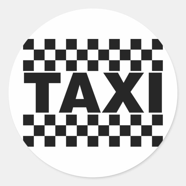 Sticker Rond Taxi ~ Taxi Cab ~ Voiture À Louer (Devant)