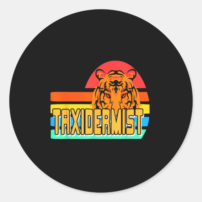 Sticker Rond Taxidermist Tiger Preservation Retro Wildlife Natu (Devant)