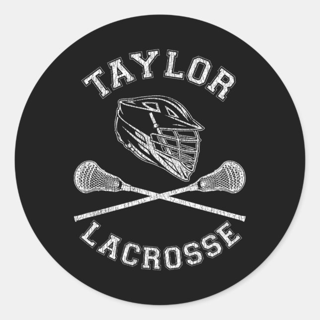 Sticker Rond Taylor Lacrosse Vintage Retro Lax (Devant)