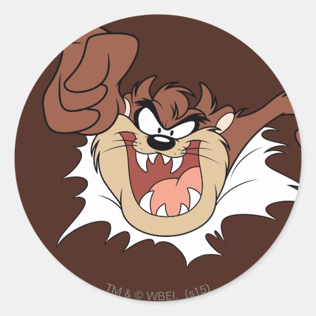 Sticker Rond TAZ™ Faisant Éruption sur la Page (Devant)