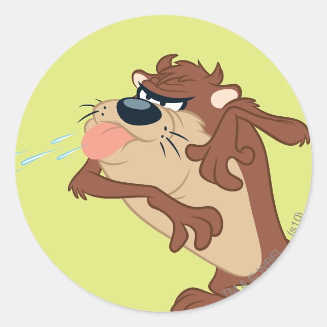 Sticker Rond TAZ™ tirant la langue (Devant)