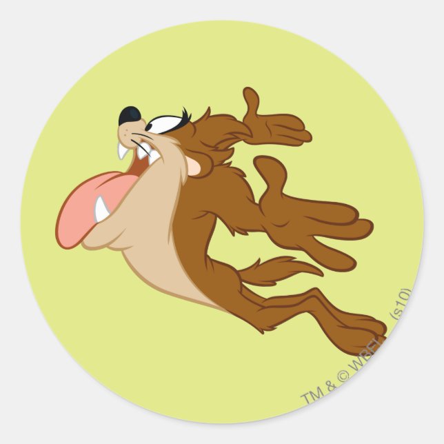 Sticker Rond TAZ™ volant à travers l'air (Devant)