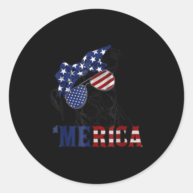 Sticker Rond Tbull 4th Of July Merica American Flag Sungles  (Devant)