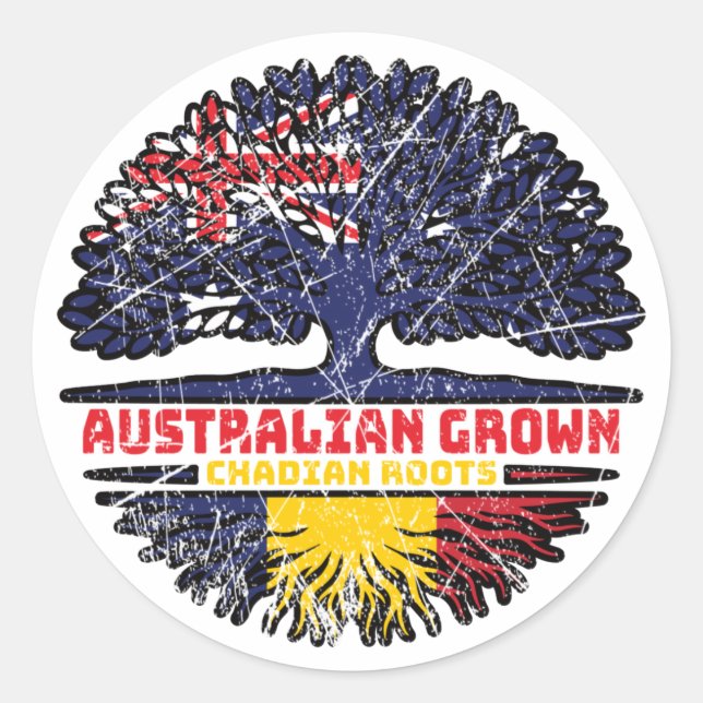 Sticker Rond Tchad Tchadien Australie Australie drapeau des rac (Devant)
