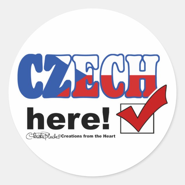 Sticker Rond Tchèque ici (léger) (Devant)