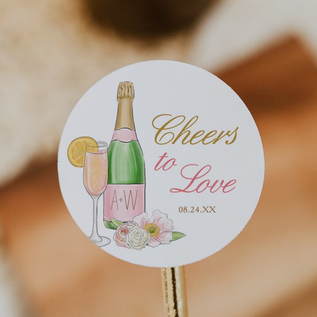 Sticker Rond Tchin Tchin à l'amour : déjeuner de mariage et fav (Créateur téléchargé)