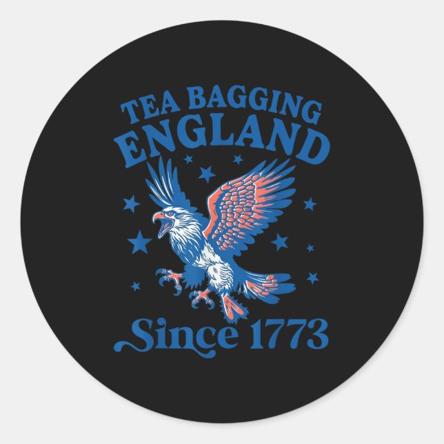 Sticker Rond Tea Bagging England Since 1773 Patriotic Eagle 4th (Devant)