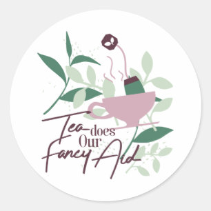 Sticker Rond Tea fait notre aide de fantaisie blanc ver
