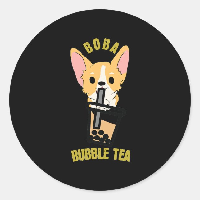 Sticker Rond Tea Milk Tea Anime Corgi (Devant)