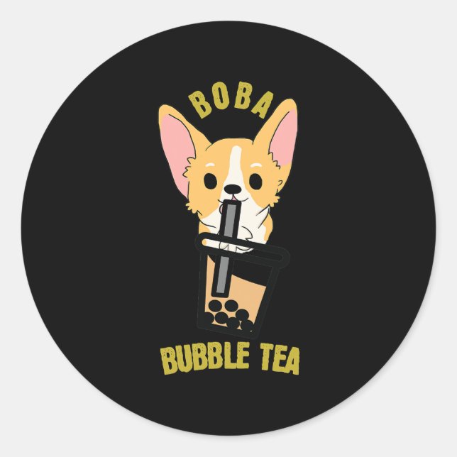 Sticker Rond Tea Milk Tea Anime Corgi (Devant)
