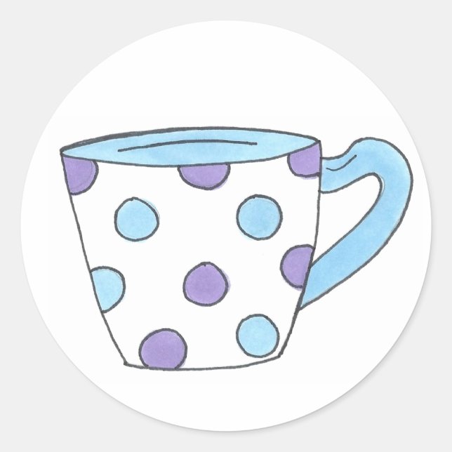 Sticker Rond Tea Party Bleu/Polka violet Stick Dot Mug (Devant)
