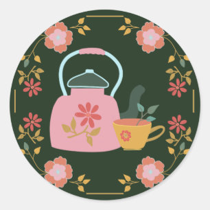 Sticker Rond Tea Party Cottagecore vintage