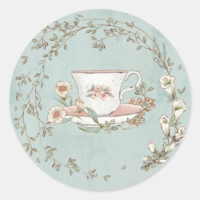 Sticker Rond Tea Party fleur sauvage (Devant)