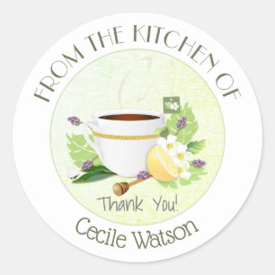 Sticker Rond Tea Party Merci Cuisson