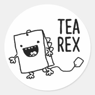 Sticker Rond Tea Rex Tea Sac Drôle Pun Carton