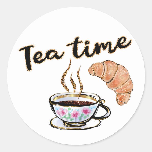 Sticker Rond Tea time sticker, party sticker, tea time planner (Devant)