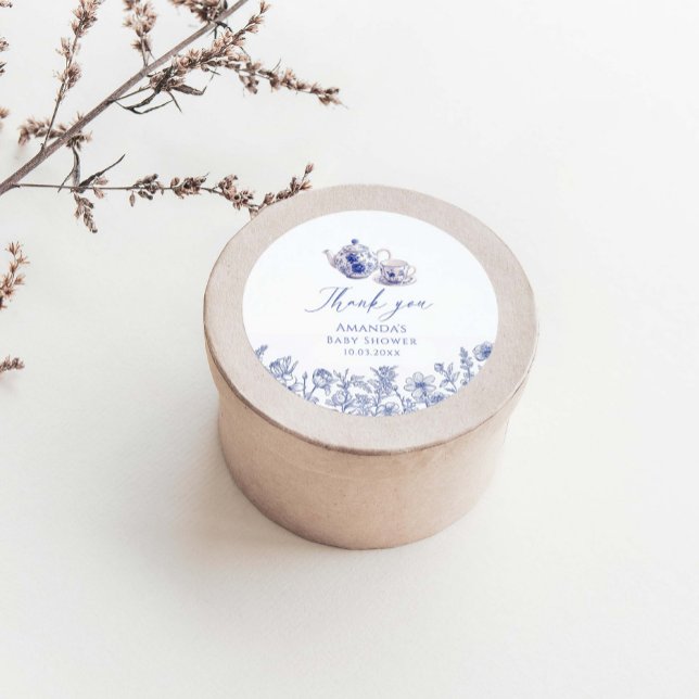 Sticker Rond Tea Time Toile Baby shower à thème (Créateur téléchargé)