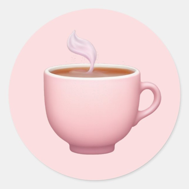 Sticker Rond Tea up rose vapeur Emoji (Devant)