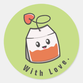 Sticker Rond Teabag vert mignon