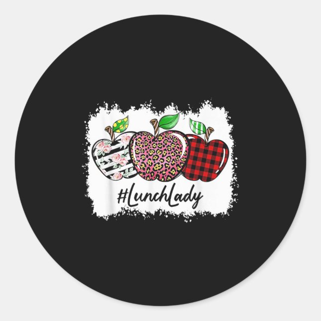 Sticker Rond Teach Love Insre Lunch Lady Leopard Red Plain  (Devant)