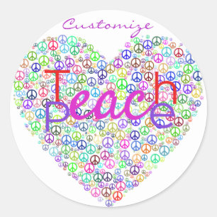 Sticker Rond Teach Peace Heart Thunder_Cove