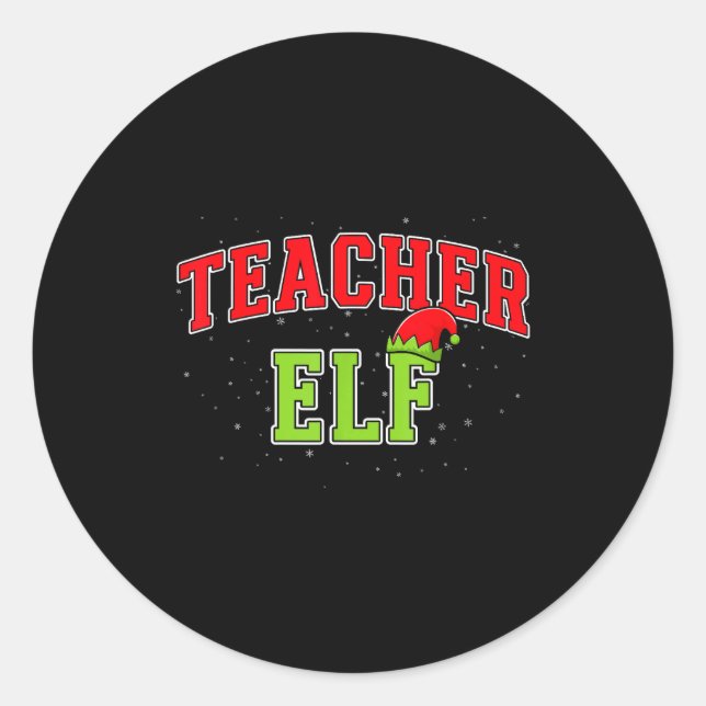 Sticker Rond Teacher Elf Christmas Family Matching Group Xmas T (Devant)