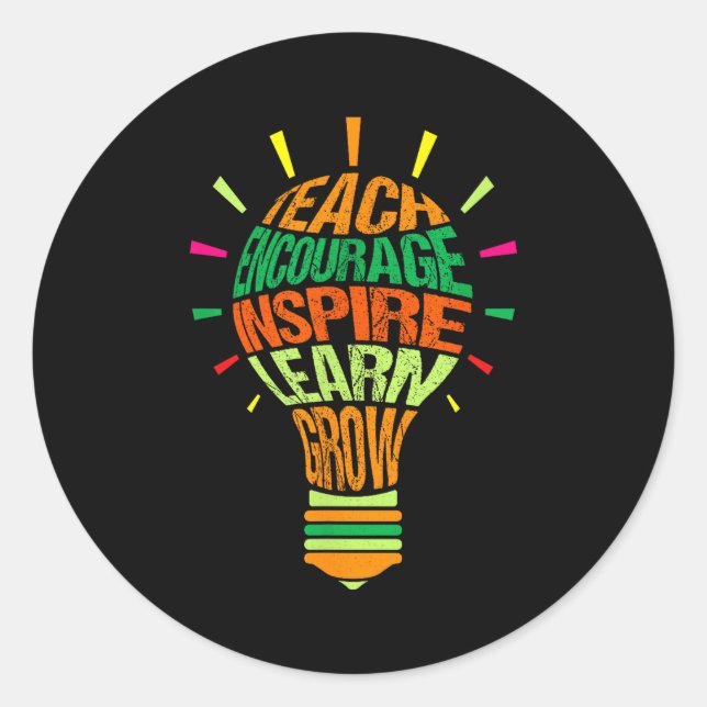 Sticker Rond Teacher Insrational Definition Colorful Lightbulb  (Devant)