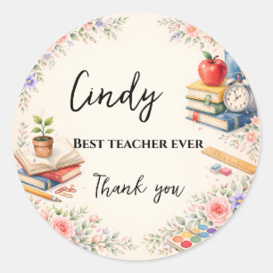 Sticker Rond Teacher Thank You Gift End of School Year