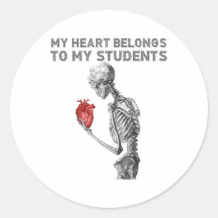 Sticker Rond Teacher Valentines Jour Style Tatouage Vintage Ske