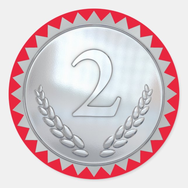 Sticker Rond Teacher's Red and Silver 2nd Place Award Classic (Devant)