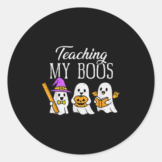 Sticker Rond Teaching My Boos Ghost Teacher Halloween Soky Educ (Devant)