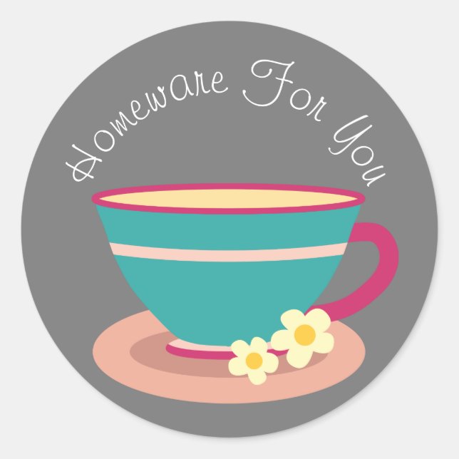 Sticker Rond Teacup home design Cadeau d'entreprise (Devant)