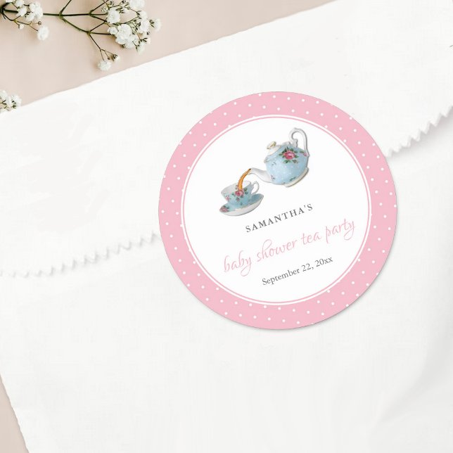 Sticker Rond Teacups Baby shower Tea Party (Créateur téléchargé)